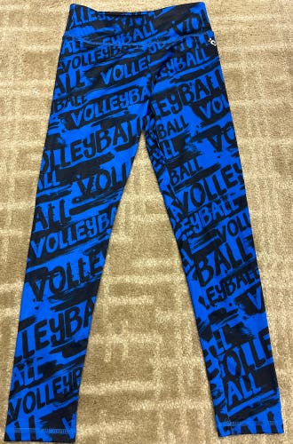 Justice Active Blue/Black Volleyball Women’s Size 12 Leggings Activewear