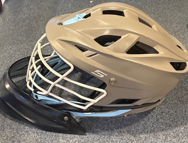 Cascade S Helmet - Matte Grey/Carolina Blue *With Cascade Goalie Shield*