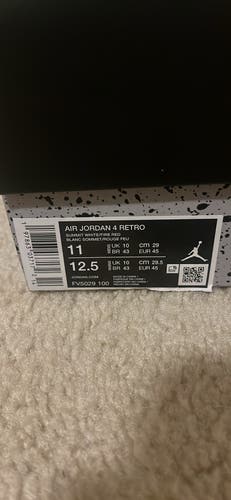 White Unisex Size M 11.0 (W 12.0) Adult Air Jordan 4 Retro Shoes (New)