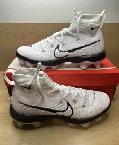 White Men's Size M 8.0 (W 9.0) Adult Nike alpha huarache elite 4 High Top Molded Cleats (New)