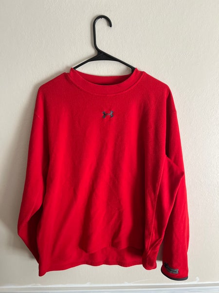 Under Armour Performance Apparel Fleece Baseball Top Red Men’s Large Activewear