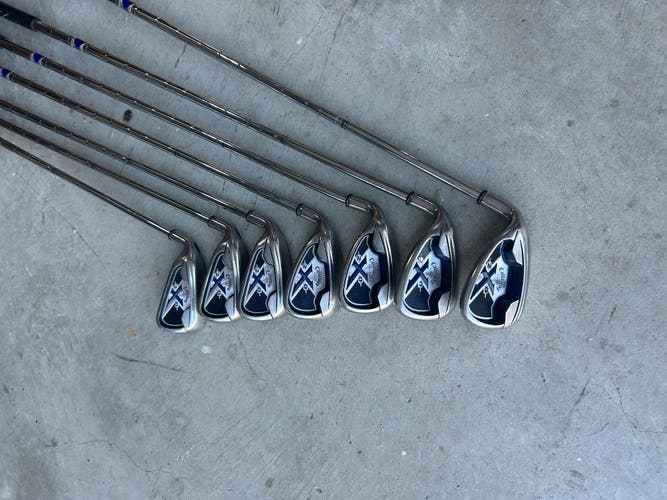 Men's Callaway X-20 Left Hand Iron Set Stiff Flex (7 Clubs) #5 - #9, PW, GW Steel Shaft (Used)