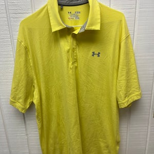 Under Armour HeatGear Men’s XL Yellow Polo Golf Loose Fit Shirt  Activewear
