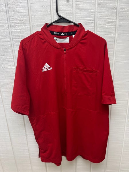 Adidas Aeroready Men’s Medium Red Half Zip Short Sleeve Baseball BP Top