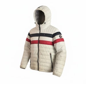 Gray Men's Large Tommy Hilfiger Jacket (New) Mens puffer jacket coat color-block