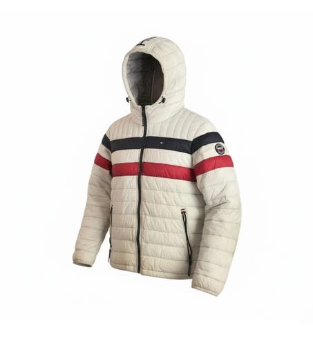 Gray Men's Large Tommy Hilfiger Jacket (New) Mens puffer jacket coat color-block