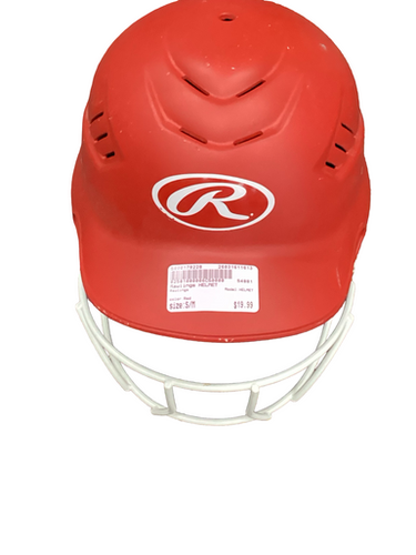 Used Rawlings HELMET Batting Helmet w/Mask Red S/M 11613-S000178228