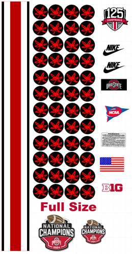 OHIO STATE OSU BUCKEYES Football Helmet Decals One (1) Set Full Size 8 mil black