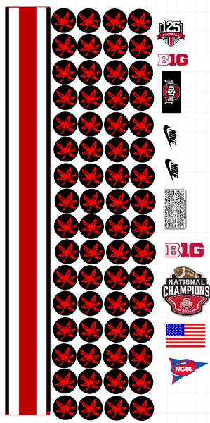 OHIO STATE OSU BUCKEYES Football Helmet Decals One (1) Set mini Size 8 mil black