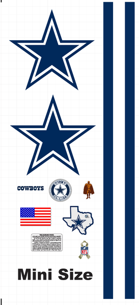 Dallas Cowboys Football Helmet Decals Mini Size 8 Mil Convex Gear Wrap
