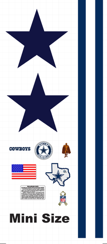 Dallas Cowboys Football Helmet Decals Mini Size 8 Mil Convex Gear Wrap
