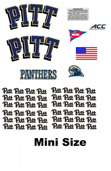 Pitt Panthers mini size football helmet vinyl decals 8 Mil Convex Gear Wrap