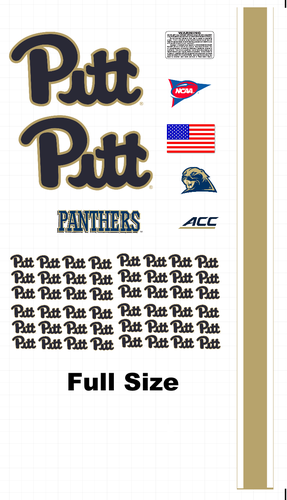 Pitt Panthers full size football helmet vinyl decals 8 Mil Convex Gear Wrap