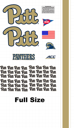 Pitt Panthers full size football helmet vinyl decals 8 Mil Convex Gear Wrap