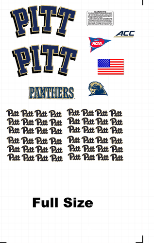 Pitt Panthers full size football helmet vinyl decals 8 Mil Convex Gear Wrap
