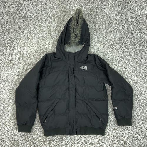 North Face Jacket Girls Large Black Hooded 550 Down Puffer Coat Outdoor Gorp