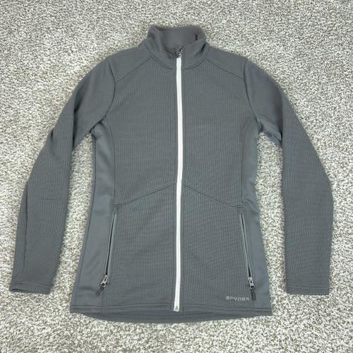 Spyder Jacket Womens Medium Gray Full Zip Fleece Midlayer Hiking Ski Outdoor
