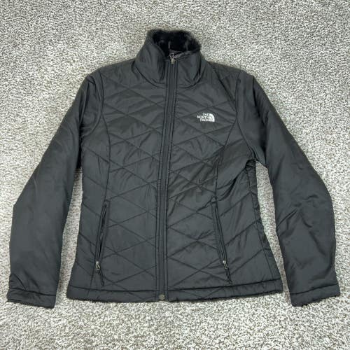 North Face Jacket Womens Medium Black Quilted Fleece Lined Insulated Winter Gorp