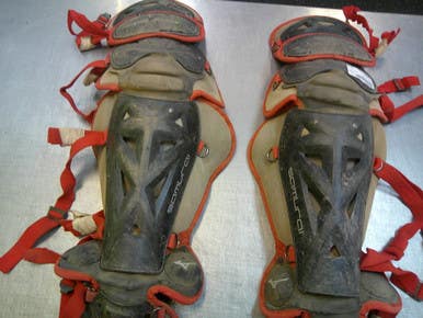 Used Mizuno SAMURI Catchers Leg Guards Navy Blue Adult 11339-S000198998