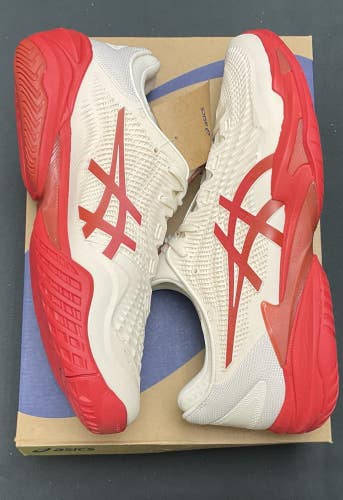 Asics Mens Court FF3 Novak Size 11.5 (Cream/Classic Red)