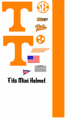 Tennessee vols  mini Size football helmet vinyl decals 8 Mil Convex Gear wrap