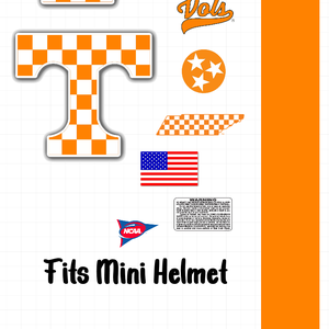 Tennessee vols mini Size football helmet vinyl decals 8 Mil Convex Gear wrap