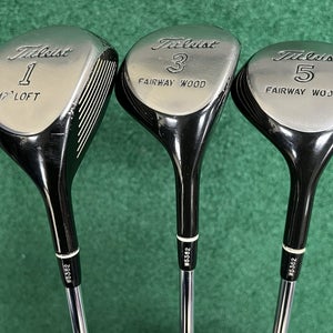 Vintage TITLEIST GOLF Metal Wood Set 1-3-5 Regular Flex Steel Shafts Right Hand
