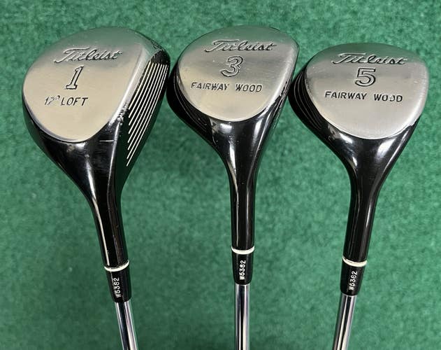 Vintage TITLEIST GOLF Metal Wood Set 1-3-5 Regular Flex Steel Shafts Right Hand