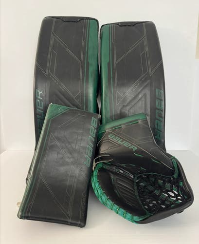 Used Senior Medium Bauer Mach Regular Hand Pro Stock Goalie Full Set - Black/Green