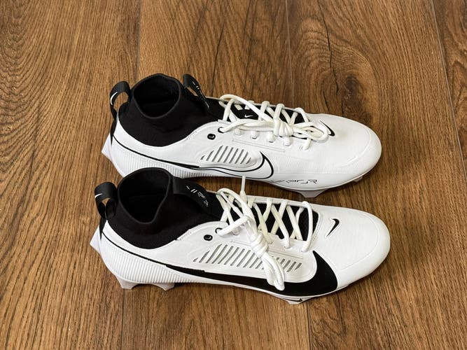 Nike Vapor Edge Pro 360 2 White Black Football Cleats Men's FN7759-100 Sz 14.5