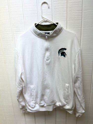 Michigan State Spartans Colosseum Men’s Large White Quarter Zip Sweatshirt