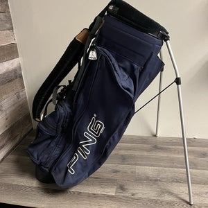 Vintage Ping Hoofer 4 Way Stand Carry Bag Dual Straps Dark Blue White Logos
