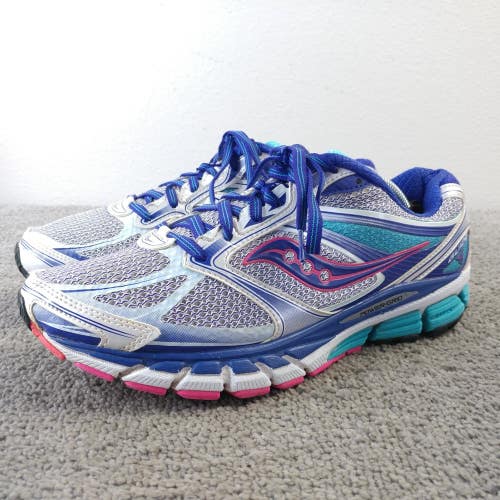 Saucony Guide 8 Womens Size 9 WIDE Running Shoes White Blue Sneakers Low Top