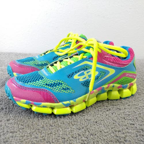 Boombah Drivenrain Womens Size 6 Running Shoes Blue Yellow Pink Low Top