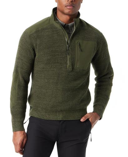 Bass Outdoor Sweater Men's 2XL Green Mock Neck Long Sleeve 1/4 Zip Cozy KFC607