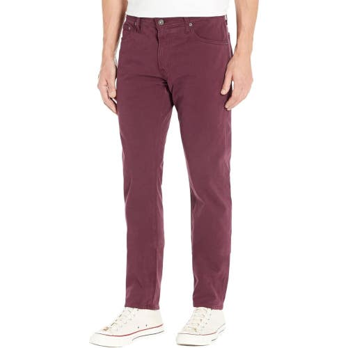 AG Tellis Modern Pants Men's 32 Maroon Peak Slim Fit Tapered Leg Zip Fly FROG180
