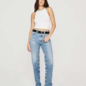 AG Adriano Goldschmied Ezzra Boyfriend Jeans Womens 32 Blue Straight Leg FROG176