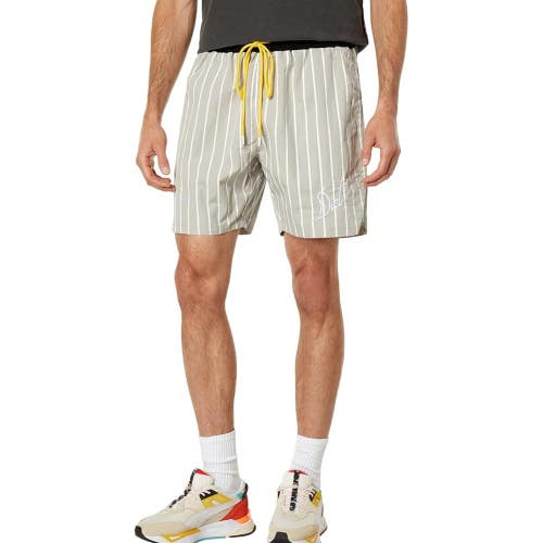 Diet Starts Monday Shorts Men's XL Gray White Pinstripe Drawstring Waist FROG265