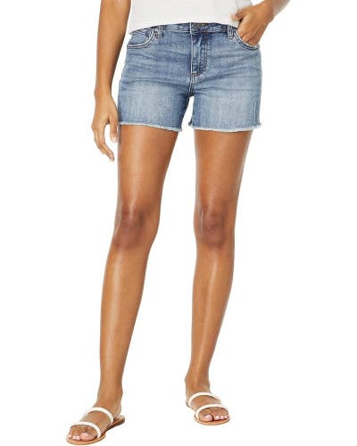 KUT from the Kloth Gidget Fray Jean Shorts Women's 8 Blue Denim Zip Fly GBO2644