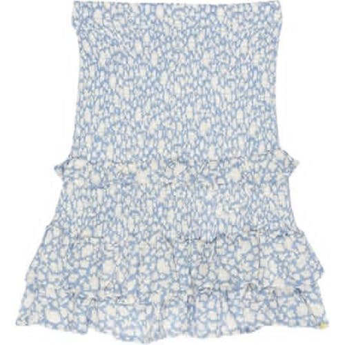 Vintage Havana Skirt Skort Girls M Blue Floral Ruffle Tiered Smocked FROG205