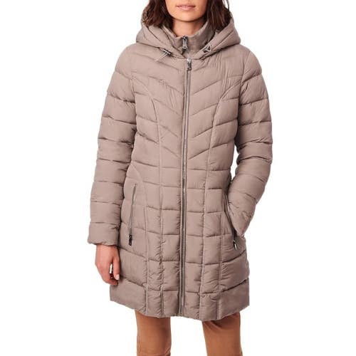 Bernardo Puffer Jacket Womens XS Brown Quilted Insulated Hooded Full Zip FROG168