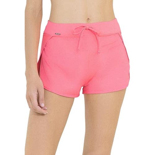 Maaji Fandango Lake Surf Shorts Women's Large Pink Stretch Dolphin Hem FROG246