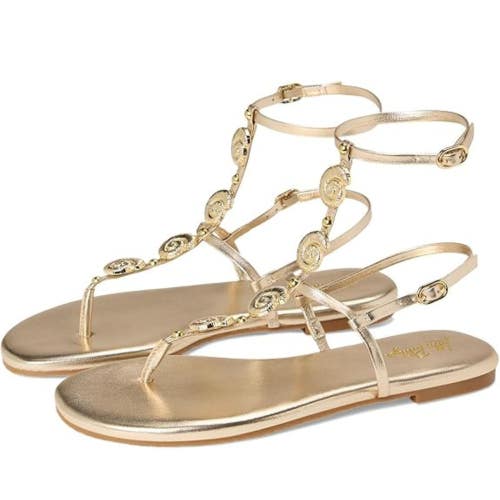 Lilly Pulitzer Dylann Sandals Women's US 8 Gold Metallic Ankle Strap HAWK2672