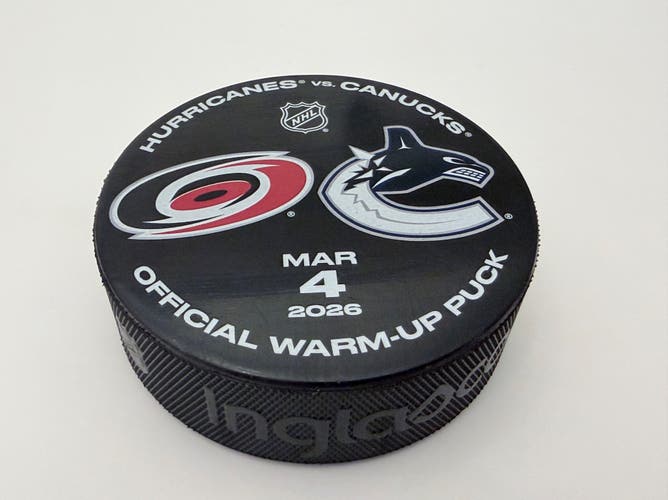 Hurricanes Vs Canucks Ehlers Garland Official Warm-Up Puck March 4 2026 NEW