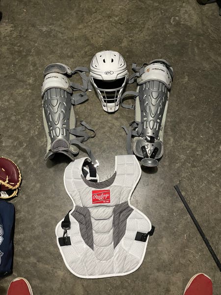Set D'équipement Pour Receveur (catcher) Rawlings Velo 2.0, Intermédiaire, Blanc/gris, 12-15 Ans