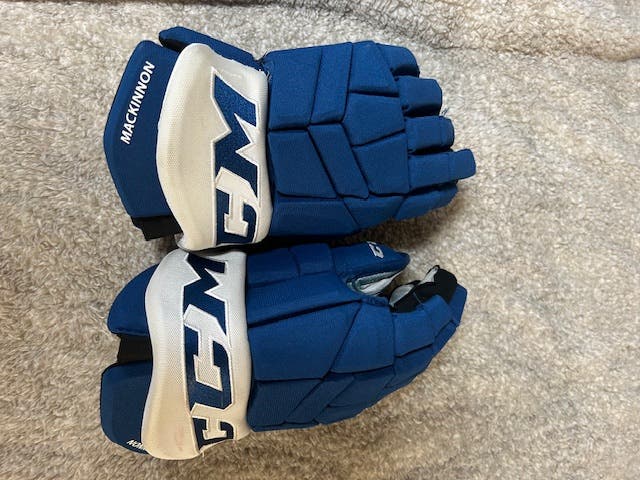 Nathan Mackinnon Blue CCM Gloves 14" Pro Stock Colorado Avalanche