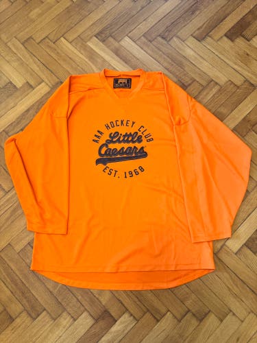 Orange Detroit Little Caesars Large Adult Unisex Flow Jersey (Like New) AAA Hockey Detroit