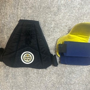Warrior Protective Pieces for customs: x2 Blue Backhand Pads and x1 Black Belly Pants Pad