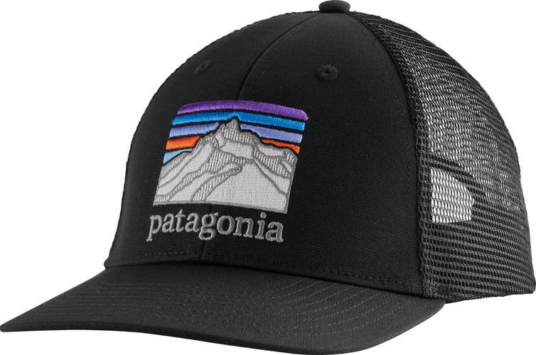 Patagonia Line Logo Ridge LoPro Trucker Hat Men's Black Cotton Snap Back DAB154