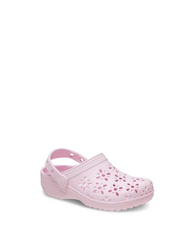 Crocs Classic Floral 210943 Clog Kids US 4 Pink Milk Cut Out Comfort Shoes DAB95